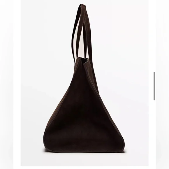 Massimo Dutti Split Suede Leather Maxi Icon Tote Bag in chocolate brown - Picture 4 of 7